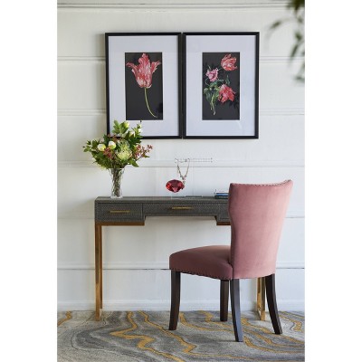 Set of 2 Black Framed Pink Floral Botanical Prints