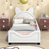 Teddy Fleece Twin Size Upholstered Daybed with Carton Ears Shaped Headboard Pine Wood MDF Platform Bed for Girls Boys Bear Ears - 2 of 4