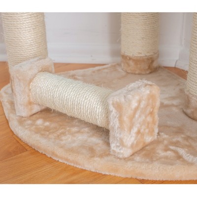 Beige Faux Fur and Sisal 74'' Cat Tree with Multiple Perches