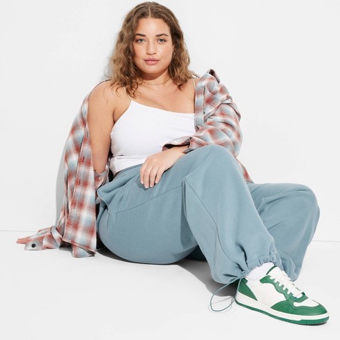 Women s Adjustable Straight Leg Sweatpants Wild Fable Dusty Turquoise 2x Target