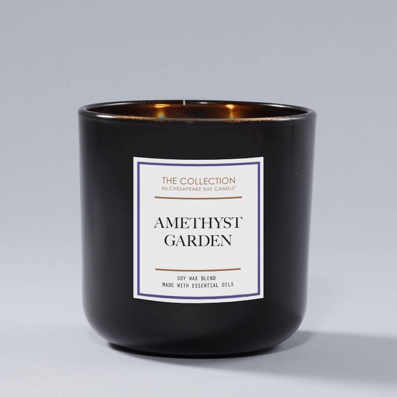 2-Wick Black Glass Amethyst Garden Lidded Jar Candle 12oz - The Collection by Chesapeake Bay Candle, 3 of 7