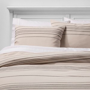 P62 Cream Woven Stripe F/Q Comforter & Sham Set, Size: Full/Queen, White