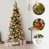 LuxenHome 5Ft Pre-Lit Artificial Pine Christmas Tree with Pinecones and Snowflake Planter Pot Green - 2 of 4