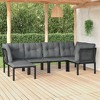 vidaXL 6 Piece Patio Lounge Set Black and Gray Poly Rattan - 2 of 4