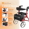 Rhythm Healthcare Crescendo Rollator 4 Wheel Walker with Backrest, Matte Red - 2 of 4