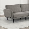 Contemporary Converts to Bed Gray 1pc Futon Sofa Channeled Tufted Back Soft Track Arm Couch W USB - 3 of 4