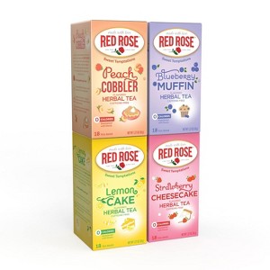Red Rose Sweet Temptations Dessert Tea Variety Pack Summer Flavors, Zero Sugar, Caffeine-Free Flavored Beverage Herbal Tea, 18 Count Pack of 4 - 1 of 4