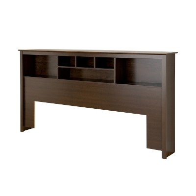 Bookcase Headboard King Espresso Brown 