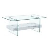 FURNIinspire Coffee Tables 43.3 Inch Sturdy Coffee Table, Accent Table with Glass Tabletop, Living Room Furniture, White, 43.3"*23.6"*16.7" - 4 of 4