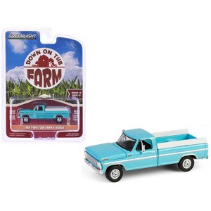 1969 Ford F-250 Farm & Ranch Special Pickup Truck Reef Aqua Blue "Down on the Farm" Series 10 1/64 Diecast Model by Greenlight - 1 of 4