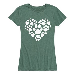 Women's - Instant Message - Pawprint Heart White Short Sleeve Graphic T-Shirt - 1 of 4