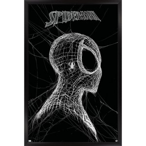 Trends International Marvel Spider-Man: World Of Webs - Black And White Framed Wall Poster Prints - 1 of 4