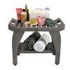 CoastalVogue® Tranquility® 24" Teak Wood Shower Bench with Shelf and LiftAide® Arms in Antique Gray Finish - Target Plus Gray 24"L x 14"D x 19"H - 2 of 4