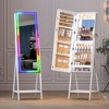 Fredees RGB LED Jewelry Mirror Cabinet, Standing Armoire Organizer, Full-Length Floor Mirror with Jewelry Storage & LED Lights - 3 of 4