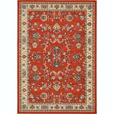 Terracotta & Ivory 8' x 10' Easy-Care Synthetic Area Rug