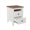 Gulches Farmhouse Nightstand White+Brown, 2 Drawers Wooden Side Table, Sleek Lines Well-Proportioned Design for Bedroom Storage - 2 of 4