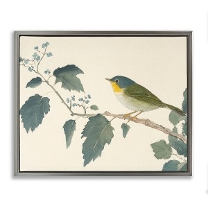 Stupell Industries Blue Bird and Leaves Floating Frame Canvas Art - 1 of 4