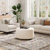 Sapphtopaz Modern Ottoman with Button Tufted Upholstered Round Foot Stool with Wooden Legs Shoe Bench Footstool for Living Room, Entryway - 3 of 4