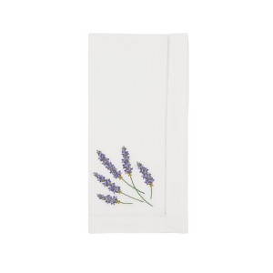 Saro Lifestyle Garden Bliss Embroidered Lavender Napkin (Set of 6), White, 20"x20" - 1 of 4