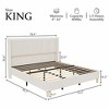Homhougo Bed Frame, Upholstered Platform Corduroy Bed Frame with Vertical Channel Tufted Wingback Headboard - 2 of 4
