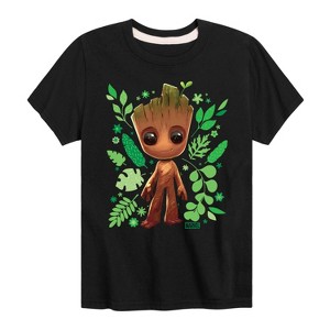 Boys' - Marvel - Guardians of the Galaxy Baby Groot Leaf Short Sleeve Graphic T-Shirt - 1 of 4