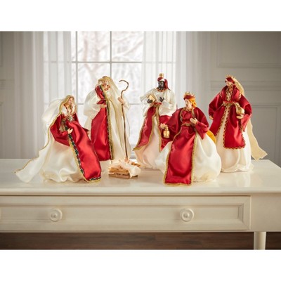 BrylaneHome 12"H Tabletop Nativity Scene, Set Of 6