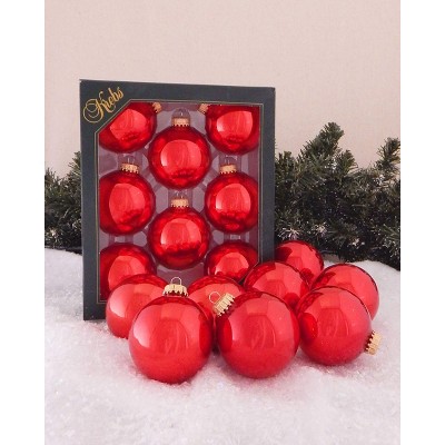 Candy Apple Red Glass Christmas Baubles Set of 8