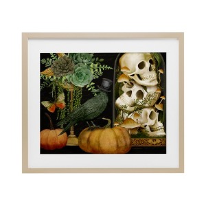 Stupell Industries Crow & Skulls Academia Framed Print Under Glass Art, Brown, 21" x 17" - 1 of 4