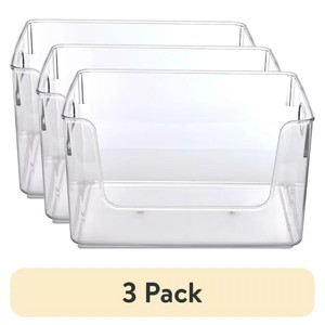 Racxily (3 pack)Clear Glossy Plastic Open Front Organizer Bin , Single Size Organizer Bin, Adult Size - 1 of 4
