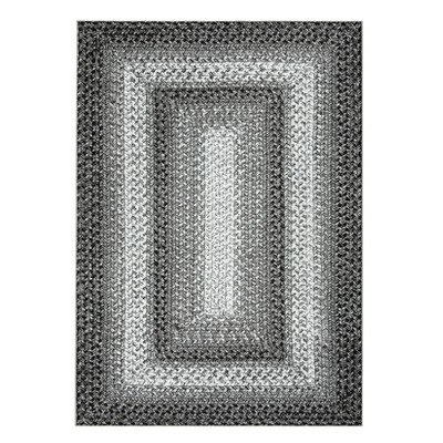 Washable Modern Braided Printed Rug Non Slip Low Pile Rug Contemporary Throw Floor Cover Soft Indoor Carpet for Living Room Bedroom,Ash/4'×6'