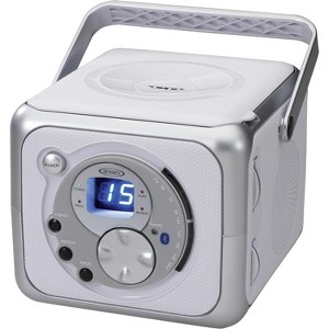 Jensen CD-555 White/Silver CD Bluetooth Boombox Portable Bluetooth Music System. - 1 of 4