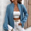 Full Zipper Sweater for Women Rib Knit Sweater Jackets Mock Neck Zipper Placketed Coats Lightweight Warm Coats with Rib Cuff - 4 of 4
