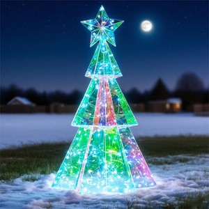 Joyfy 15'' Prismatic Iridescent Christmas Tree Light Decorations with 100 Cool White LED Lights for Indoor Holiday, Christmas Eve Night Decoration - 1 of 4