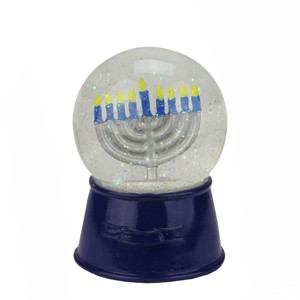 Northlight 5.5"  Holiday Snow Globe Glitter Snow Globe with Menorah - Blue/Clear - 1 of 2
