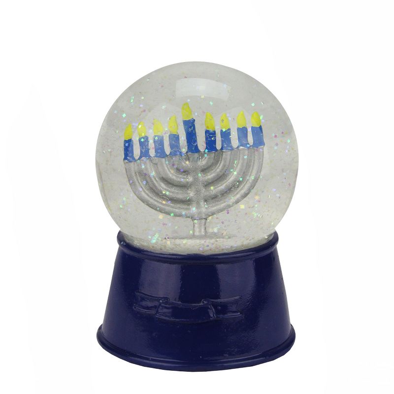 Northlight 5.5" Hanukkah Holiday Snow Globe Glitter Snow Globe with Menorah - Blue/Clear, 1 of 3