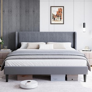 Upholstered Bed Frame - Headboard & Wood Slats, No Box Spring Needed, Easy Assembly - 1 of 1