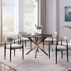 Wooden Round Dining Table Set, Mid-Century Pedestal Table and Chair Set for Kitchen Restaurant-Morden Fort - 1 of 4