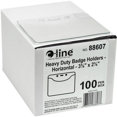 C-Line Heavy Duty Badge Holders, Horizontal, 2-2/5 x 3-2/5 Inches, Pack of 100