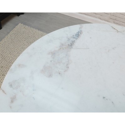 Enzo 36" White Marble Top Pedestal Dining Table