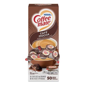Coffee mate Liquid Coffee Creamer, Cafe Mocha, 0.38 oz Mini Cups, 50/Box - 1 of 4