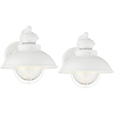 John Timberland Fordham Industrial Wall Light Sconces Set of 2 Soft White Hardwire 9 1/2" Fixture Seedy Glass for Hallway Kitchen