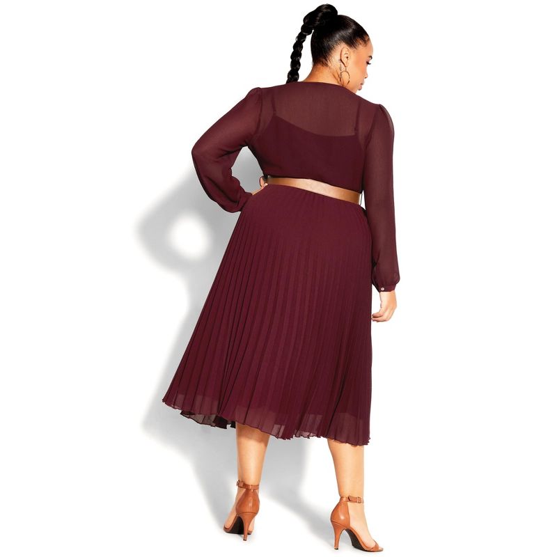 Women's Plus Size Precious Pleat Dress - oxblood | CITY CHIC, 4 of 7