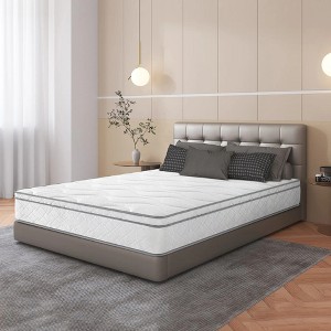 Wooakway King Size 79.9" L 76" W 10" H Hybrid Mattress in a Box with Gel Memory Foam Individually Wrapped Pocket Coils Innerspring - 1 of 4