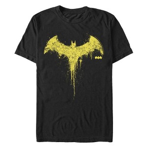 Men's Batman Yellow Paint Splatter Logo T-Shirt - 1 of 4