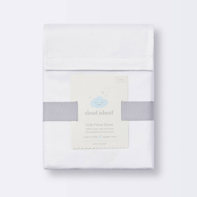 Fitted Crib Sheet Solid - Cloud Island&#8482; White, 6 of 7
