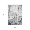 Gray Blue And Ivory Abstract Area Rug With Fringe - 3 of 4