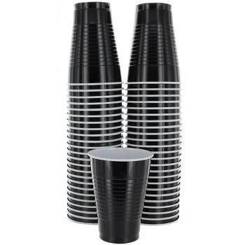 Sparkle And Bash 16 Pack Black Plastic Tumbler Cups For 30th Party