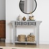 Galano Carved Wood Console Table with Bottom Shelf 43" W × 12" D × 33" H - 2 of 4