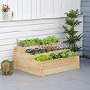 Outsunny 3 Tier Raised Garden Bed, Elevated Planter Flower Box with 9 Grow Grids and Non-woven Fabric, Natural - 2 of 4