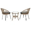 Outdoor Leisure Set, 2 Rattan Single Chairs with A Glass Round Table, Perfectly Suited for Patios, Balconies, and Courtyards - 2 of 4